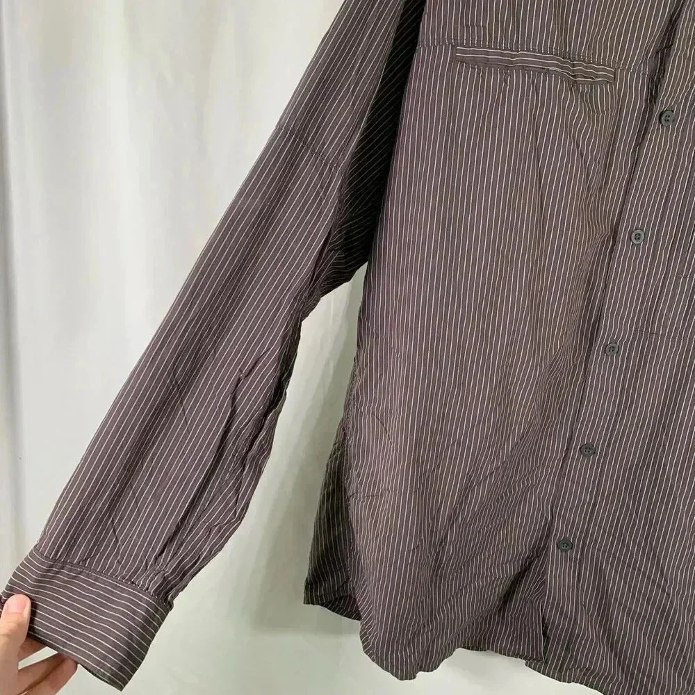 North Face Shirt Men's XXL Red Striped Long Sleeve Button Up Zip Pocket